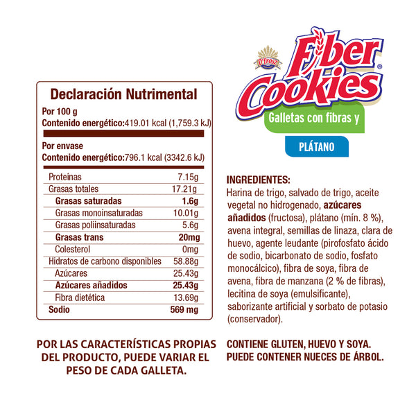 Fiber Cookies Platano 190g